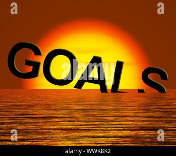 Ziele Wort Untergang zeigt Problem Ihr Ziel zu erreichen Stockfoto