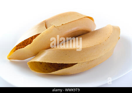 Asiatische süße Pfannkuchen auf weißem Hintergrund Stockfoto