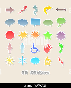 Ein Bild von 25 verschiedene Aufkleber für Ihr Design Stockfoto