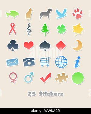 Ein Bild mit 25 verschiedene Aufkleber für Ihr Design Stockfoto