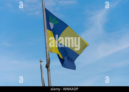 Die Flagge der Osten flämischen Dorf Sint Gillis Waas, Belgien Stockfoto