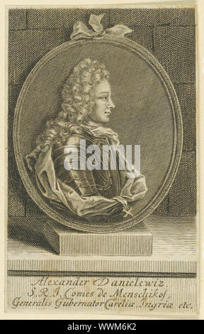 Portrait von Alexander Danilovich Menshikov, Generalissimus, Fürst des Heiligen Römischen Reiches und Herzog von Ingria (1673-1729), 1705. Private Sammlung. Stockfoto