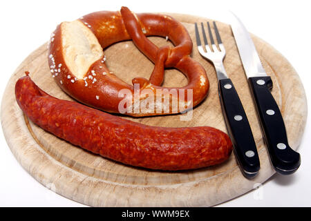 Typisch Bayerische Brotzeit snack genannt, Süd deutschland Stockfoto