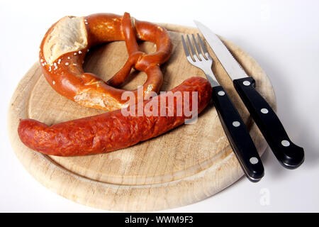 Typisch Bayerische Brotzeit snack genannt, Süd deutschland Stockfoto