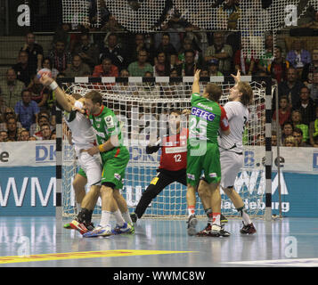 DKB Handball-Bundesliga 2013/14, Spielszene im 5. Spieltag SC Magdeburg-Füchse Berlin am 15.9.13 Stockfoto