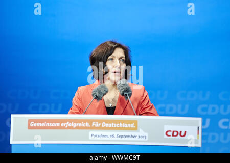 Angela Merkel, Bundeskanzlerin und Top canditate von CDU, besuche Potsdam. Stockfoto