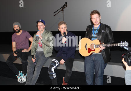 Wis Matthias Schweighöfer, Tom Beck, Friedrich Mücke, Musiker Ricky Dean Howard in Magdeburg. Stockfoto