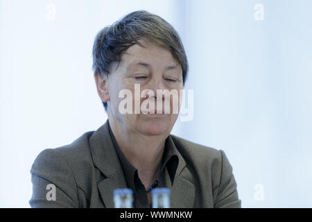 EU-Kommissar Potočnik und Bundesumweltminister Hendricks auf der Pressekonferenz in Berlin. Stockfoto