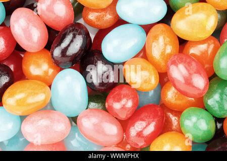 Eine Nahaufnahme der Bunte Jelly Beans. Stockfoto