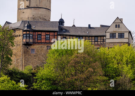 Blick aus dem Selketal Tal die Burg Falkenstein Harz Stockfoto