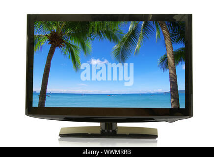 Frontalansicht des Breitbild-LCD-Monitor, isoliert auf weiss Stockfoto