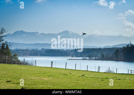 Ein Bild einer schönen und typischen bayerischen Landschaft Stockfoto