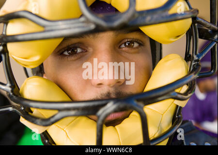 Baseball-Catcher mit Maske während Spiel Stockfoto