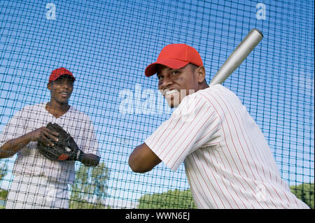 Baseball-Spieler bei Wimper Praxis Stockfoto