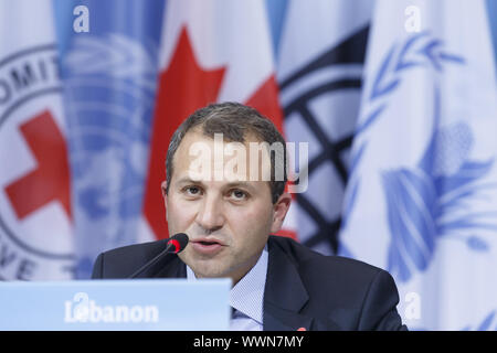 Konferenz über die Lage der Flüchtlinge in Syrien - Unterstützung der Stabilität in der Region - Pressekonferenz Stockfoto