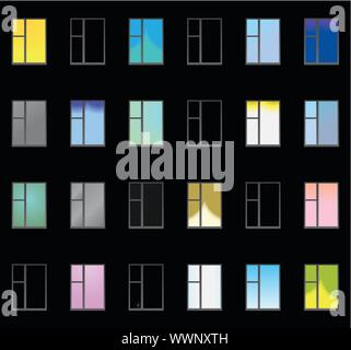 Wand mit erleuchteten Fenstern - Vektor nahtlose Textur Stock Vektor