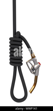 Benzin Pumpe Schlauch gebunden in einem Knoten für den Galgen. 3D-Rendering Stockfoto
