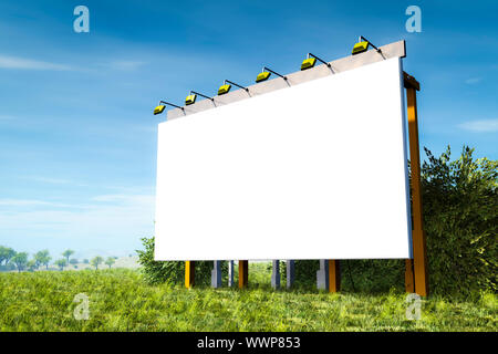 Ein Bild von einer Werbewand in der grünen Natur Stockfoto