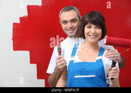 Paar Gemälde ihres Hauses Stockfoto