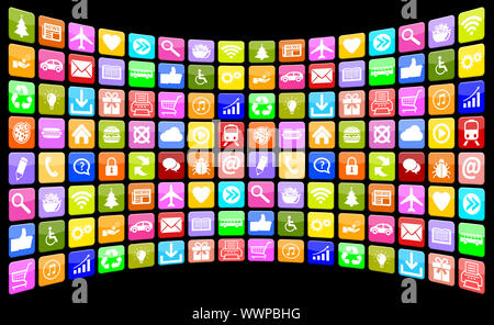 Anwendung Apps App Icon Icons Icons Multimedia Sammlung für Mobiltelefon oder Smartphone Stockfoto