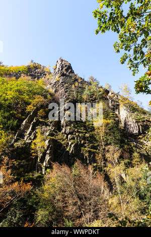 Bodetal Harz Harz hexen Treppe Blick auf die Felsen Stockfoto