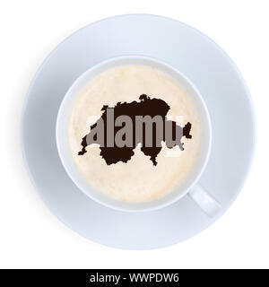 Kaffee Schweiz Karte Kaffeepause in Tasse Kaffee Tasse Stockfoto