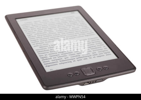 E-Book Reader isoliert auf weißem Hintergrund Stockfoto