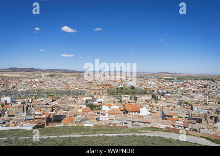 Blick von der mittelalterlichen Burg von Consuegra in der Provinz Toledo, Spanien Stockfoto