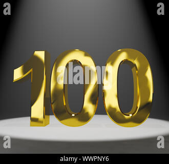 Gold 100. 3d Nummer Closeup vertreten, Jubiläum oder Geburtstag Stockfoto