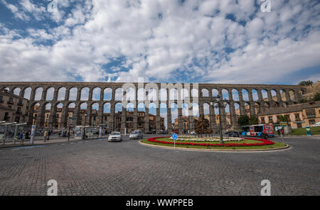 Antike römische Aquädukt in Segovia, Castilla y Leon, Spanien Stockfoto