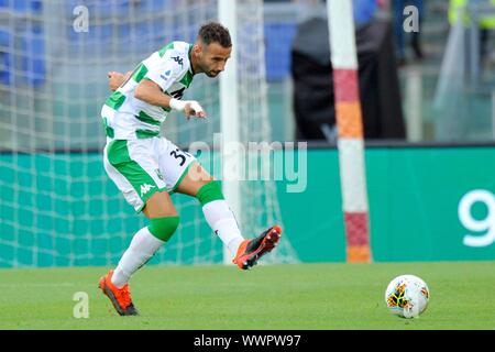 Roma - Sassuolo 4-2; Stadio Olimpico Lega calcio serieA 15/09/2019; Gianmarco Ferrari Rom - Sassuolo 4-2; Olympiastadion Fußball-Liga Serie A 15/0 Stockfoto