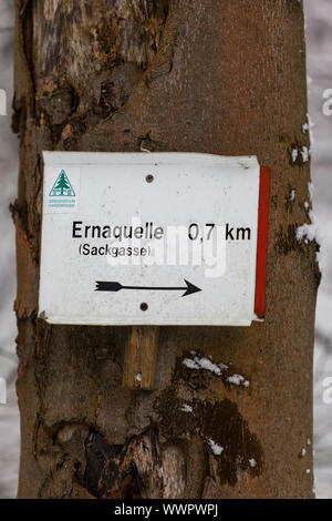 Anzeichen für Wanderwege im Harz Selketal Tal Stockfoto