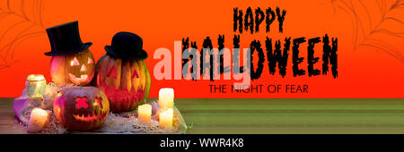 Scary Pumpkin auf hellen Hintergrund, die Nacht der Angst. Modernes Design. Happy Halloween, schwarz Freitag, Cyber Monday, Vertrieb, Herbst Konzept. Flyer für Ihre Werbung. Zeitgenössische Kunst Collage. Stockfoto