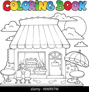 Malbuch cartoon Candy Store Stock Vektor