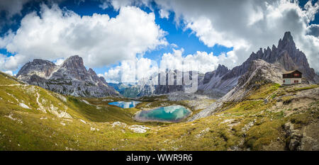 Drei Zinnen. Nationalpark Tre Cime di Lavaredo. Dolomiten, Südtirol, Italien Stockfoto