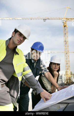 Workteam.20.We auf Baustelle Stockfoto