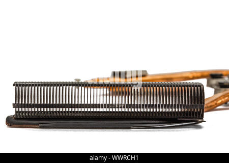 Heizkörper für die Kühlung von Computer-Prozessor, isoliert auf weißem Hintergrund Stockfoto