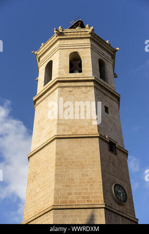 Turm, traditionelle Architektur des Zentrums von der spanischen Stadt Castellon, Valencia Stockfoto