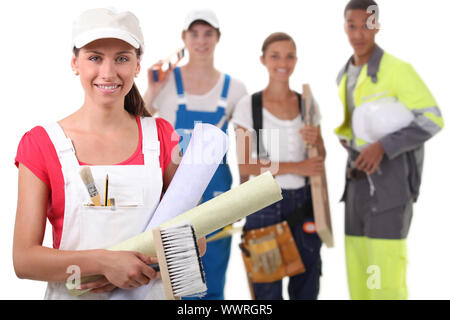 Vier Menschen aus verschiedenen Berufen Stockfoto