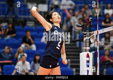Kanagawa, Japan. Credit: MATSUO. 16 Sep, 2019. Ting Zhu (CHN) Volleyball: 2019 FIVB Volleyball der Frauen-WM erste Runde zwischen China 3-0 Russland an der Yokohama Arena in Kanagawa, Japan. Credit: MATSUO. K/LBA SPORT/Alamy leben Nachrichten Stockfoto