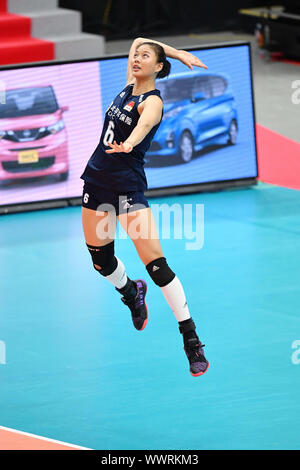 Kanagawa, Japan. Credit: MATSUO. 16 Sep, 2019. Hongye Gong (CHN) Volleyball: 2019 FIVB Volleyball der Frauen-WM erste Runde zwischen China 3-0 Russland an der Yokohama Arena in Kanagawa, Japan. Credit: MATSUO. K/LBA SPORT/Alamy leben Nachrichten Stockfoto