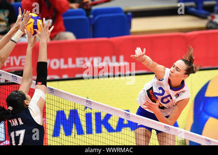 Kanagawa, Japan. Credit: MATSUO. 16 Sep, 2019. Anna Lazareva (RUS) Volleyball: 2019 FIVB Volleyball der Frauen-WM erste Runde zwischen China 3-0 Russland an der Yokohama Arena in Kanagawa, Japan. Credit: MATSUO. K/LBA SPORT/Alamy leben Nachrichten Stockfoto