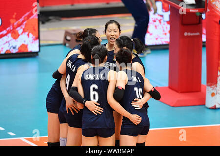 Kanagawa, Japan. Credit: MATSUO. 16 Sep, 2019. Ting Zhu (CHN) Volleyball: 2019 FIVB Volleyball der Frauen-WM erste Runde zwischen China 3-0 Russland an der Yokohama Arena in Kanagawa, Japan. Credit: MATSUO. K/LBA SPORT/Alamy leben Nachrichten Stockfoto