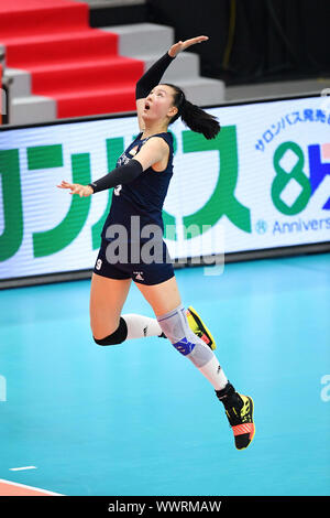 Kanagawa, Japan. Credit: MATSUO. 16 Sep, 2019. Zhang Changning (CHN) Volleyball: 2019 FIVB Volleyball der Frauen-WM erste Runde zwischen China 3-0 Russland an der Yokohama Arena in Kanagawa, Japan. Credit: MATSUO. K/LBA SPORT/Alamy leben Nachrichten Stockfoto