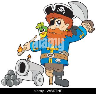 Cartoon Pirat mit Kanone Stock Vektor