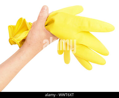 Handschuhe in der Hand Stockfoto