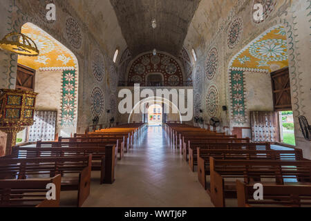 Innenraum der Kirche in der Uayma Maya-Stadt, Yucatan, Mexiko Stockfoto