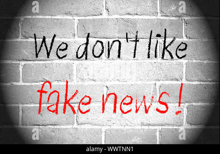 Wir mögen nicht gefälschten Nachrichten Stockfoto