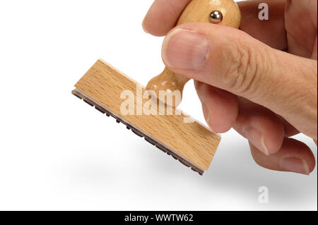 Holz Stempel mit Text Raum Stockfoto
