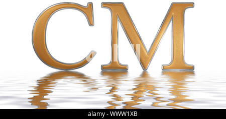 Römische Ziffer CM, Nongenti, 900, 900, spiegelt sich auf der Wasseroberfläche, isoliert auf weiss, 3d Render Stockfoto